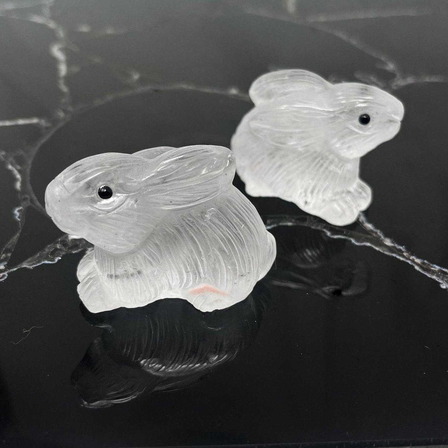 The Crystal Tabby - Clear Quartz Bunny Carving