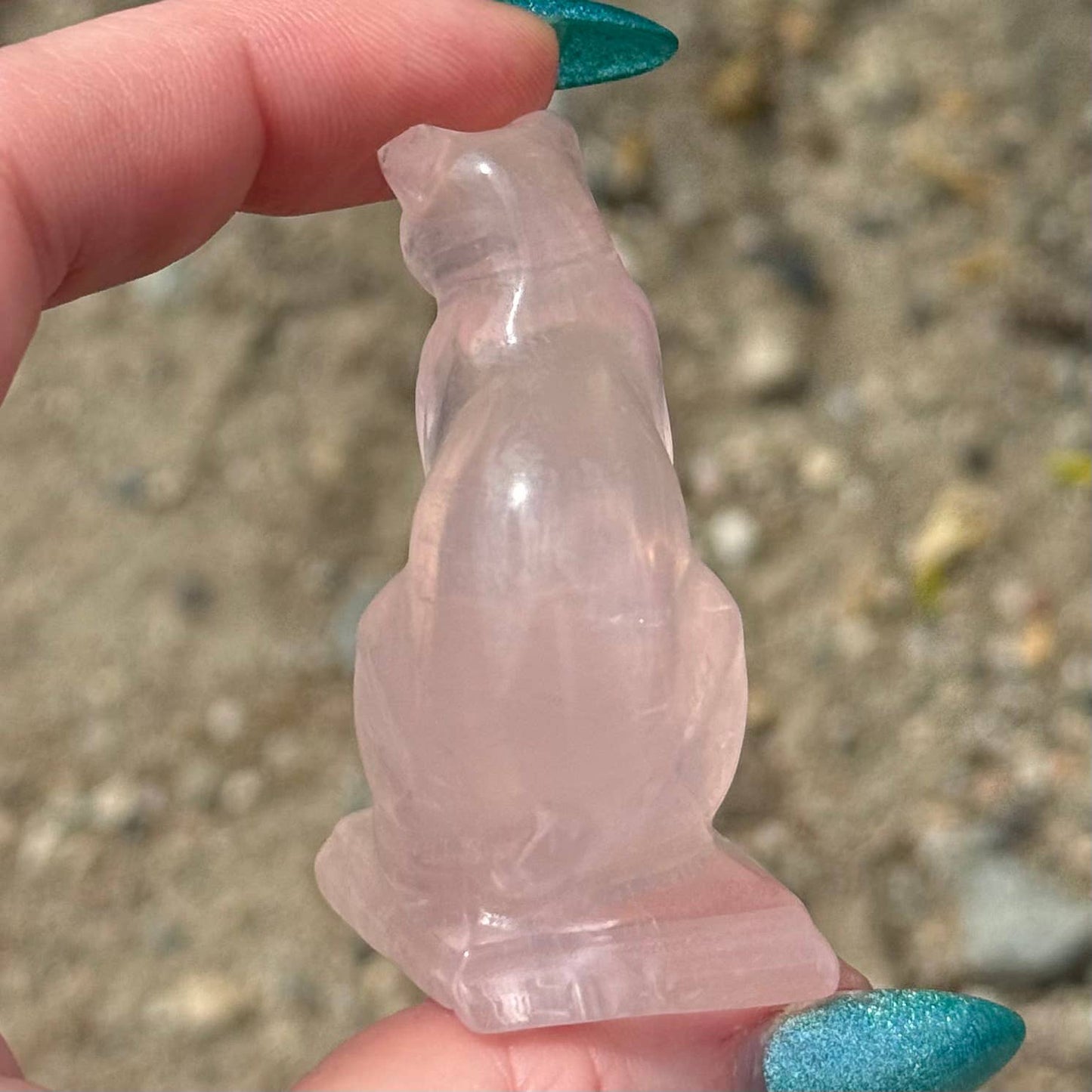 The Crystal Tabby - Small Sitting Rose Quartz Cat 