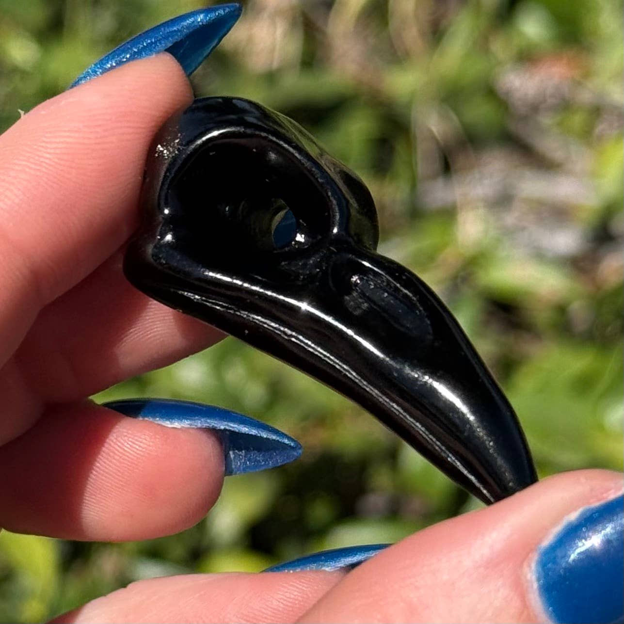 The Crystal Tabby - Obsidian Raven Skull - Small