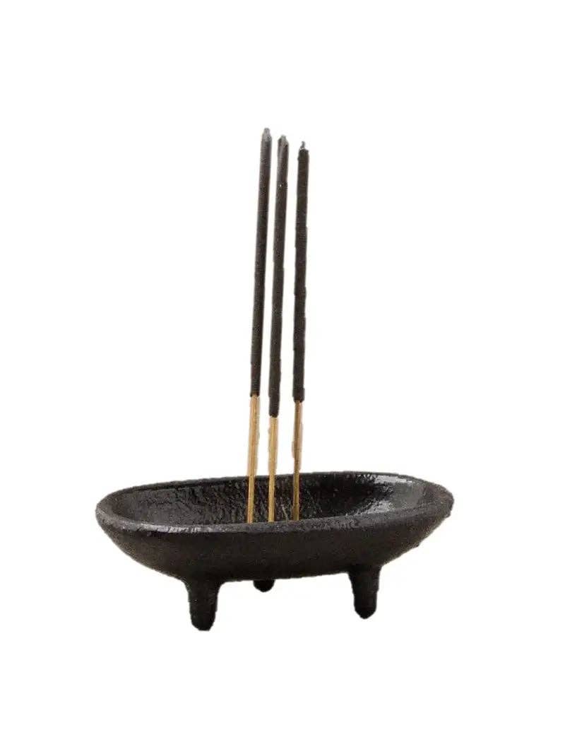 GreenRoots - Cast Iron Canoe Smudge Pot & Incense Burner 4" L