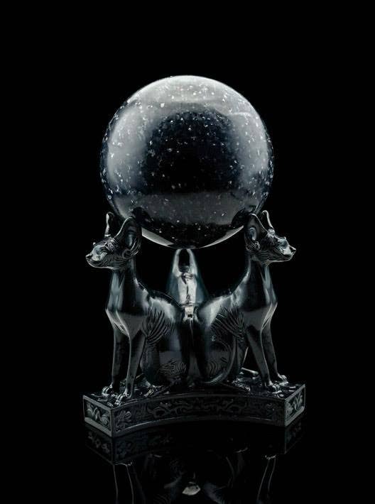 The Crystal Tabby - Sphynx Cat Sphere Stand - BLACK