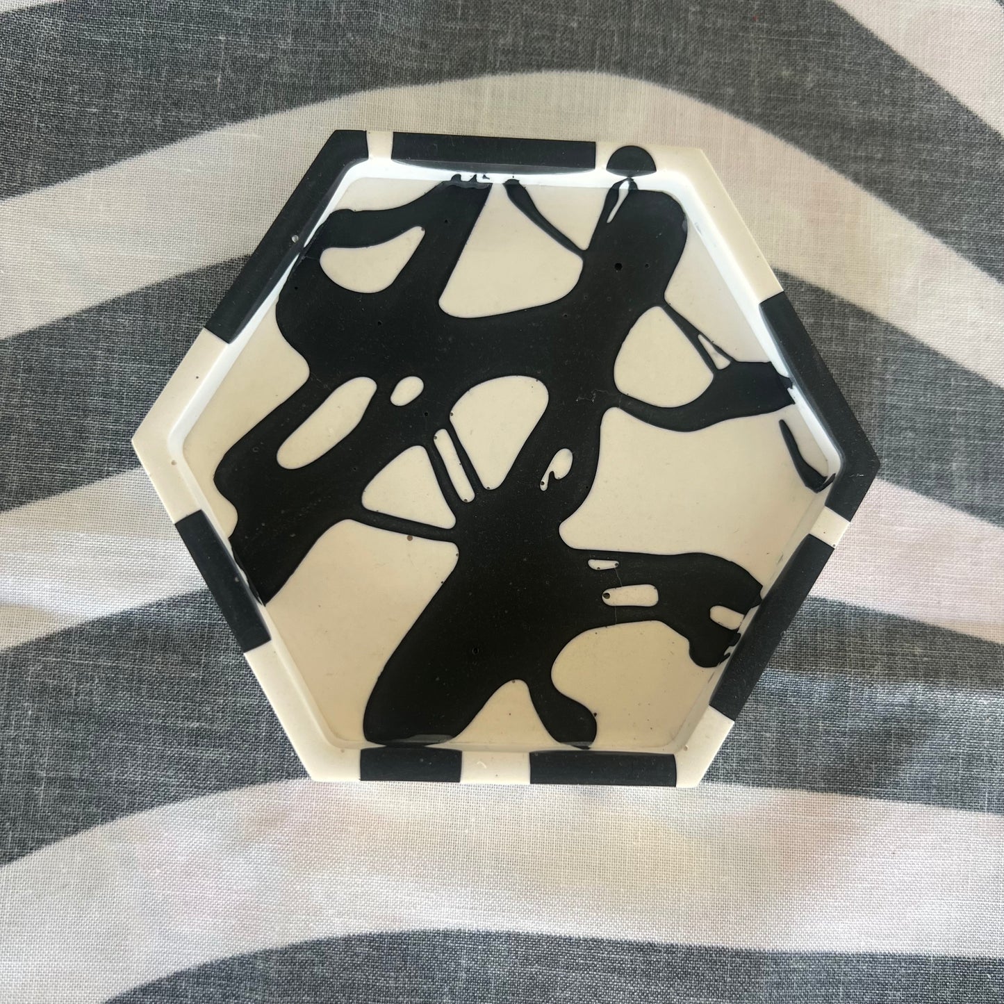 Monochrome Splatter Hexagonal Dish