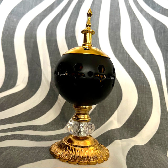 BLACK METAL ORB RESIN INCENSE HOLDER