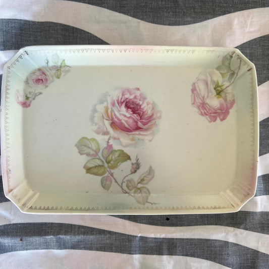 Hand painted rose tray