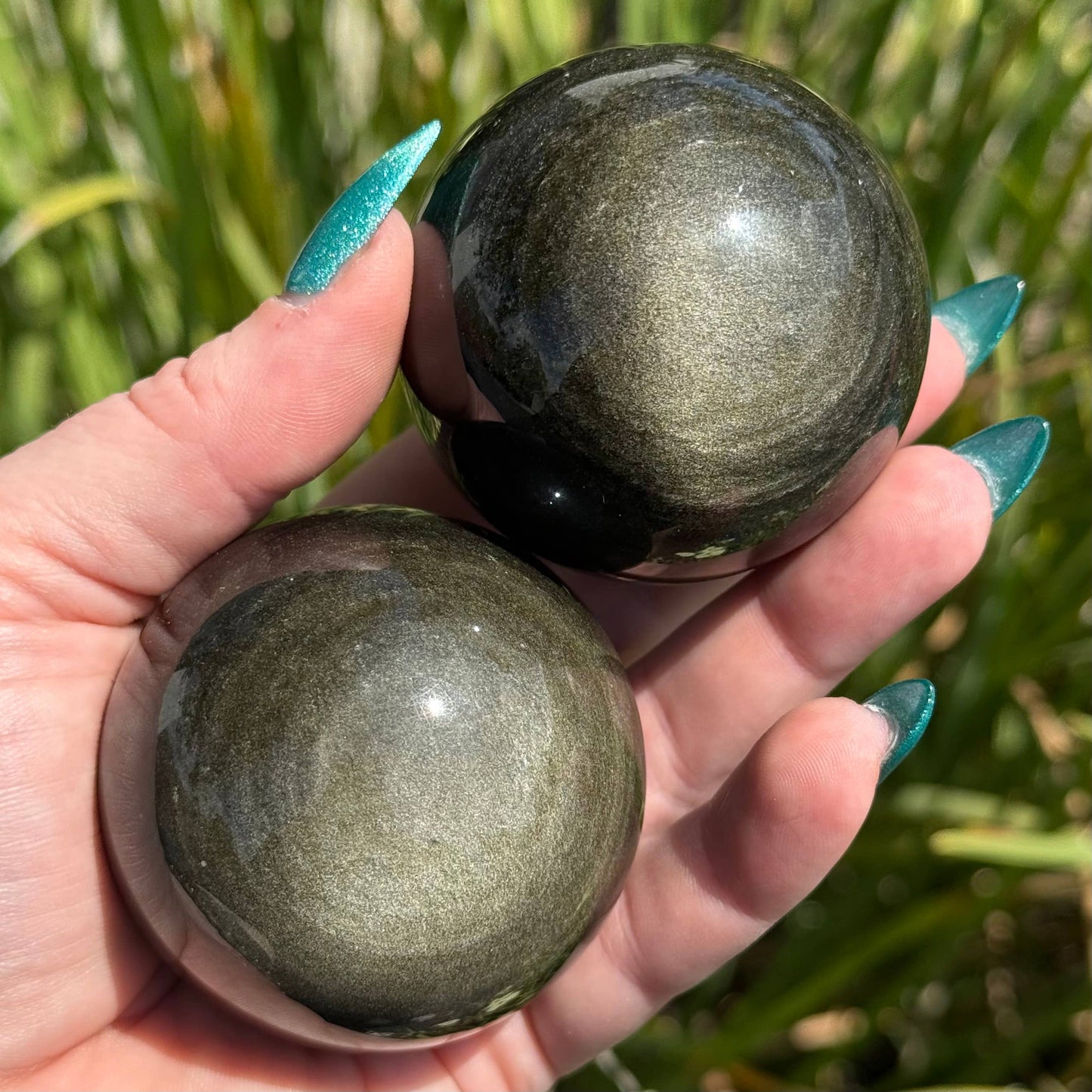 The Crystal Tabby - Gold Sheen Obsidian Sphere