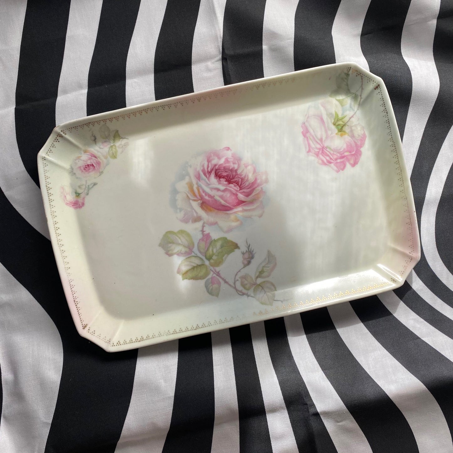 Hand painted rose tray