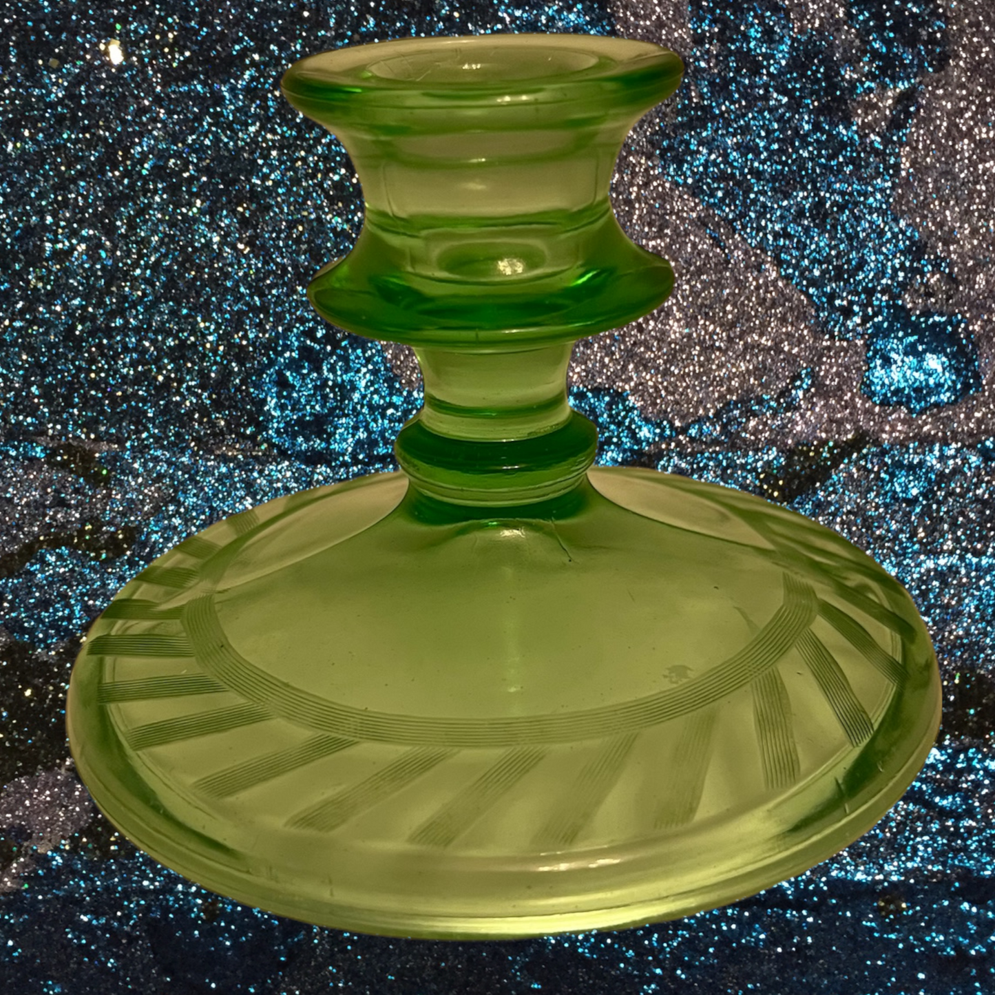 Green Glass Candle Holder